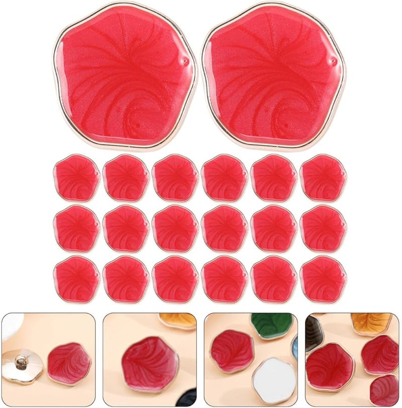 Irregular Polygon Sewing Buttons 25mm 20pcs Red For Coat Replacement DIY Fashionable - Image 4